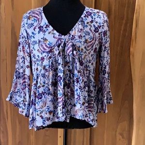 Xhilaration Women's Boho Purple Patterned Top M